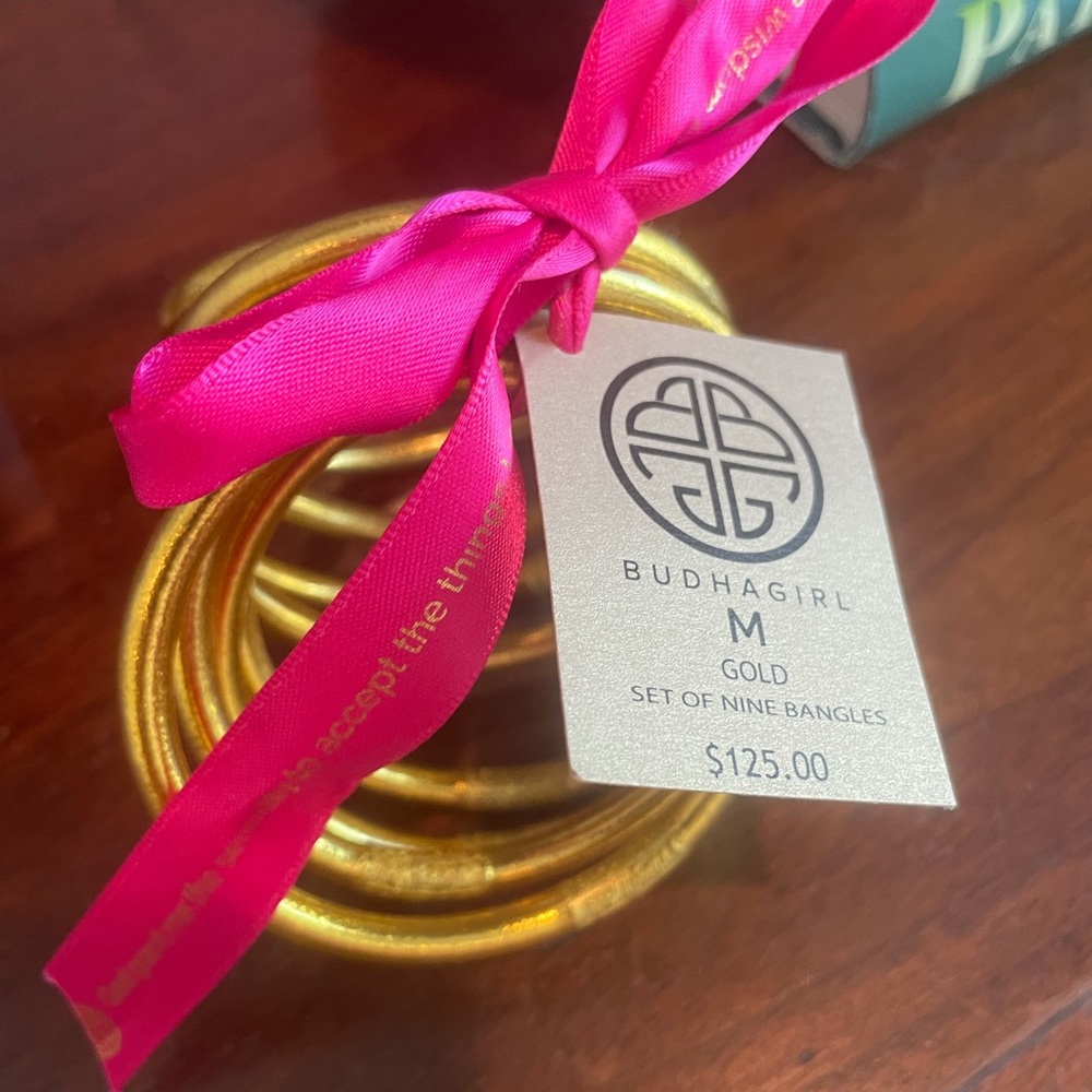 Budha girl gold bracelets - set of 9